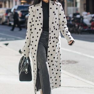 ASOS Polka Dot Coat in Gray & Black